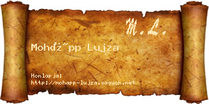Mohápp Lujza névjegykártya
